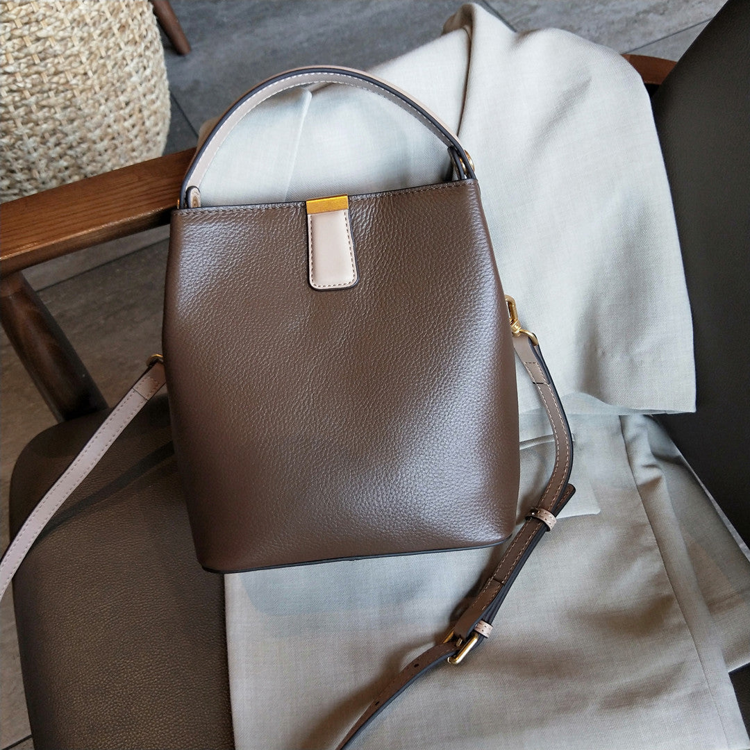 Leather bucket bag