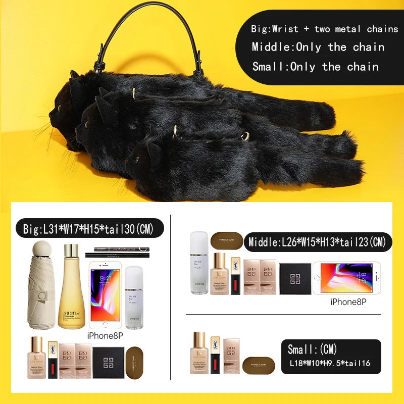 Luxury Mini Bag High Quality Female Bag Cute Black Cat Women'