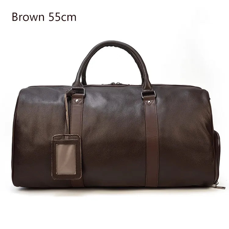 Luxury Genuine Leather Men Women Travel Bag Cow Leather Carry On Lugga