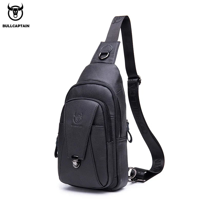 BULLCAPTAIN Genuine Leather Chest Back Pack Chest Bag Men Fashion Mess