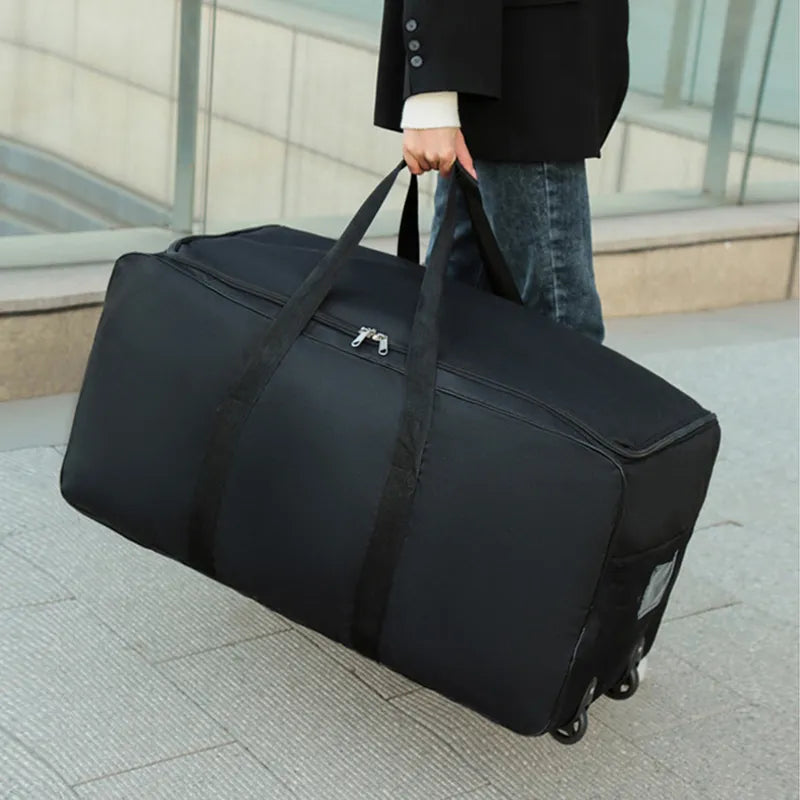 unisex universal wheel travel bag large capacity duffle durable oxford