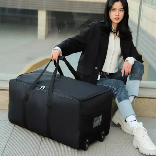 unisex universal wheel travel bag large capacity duffle durable oxford