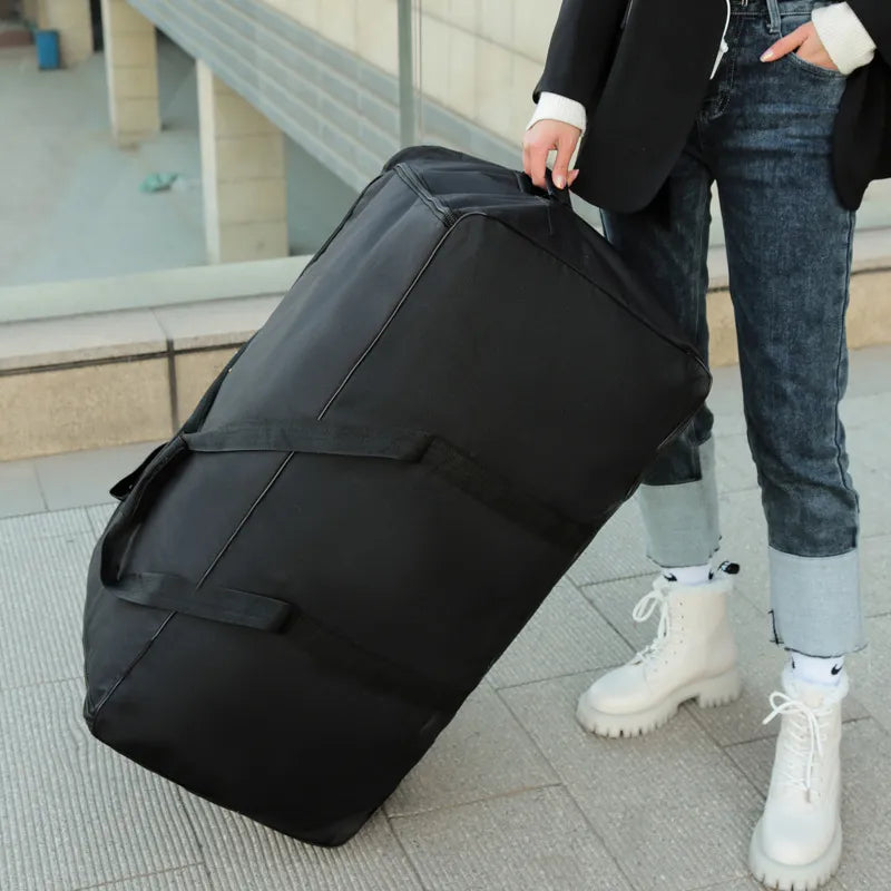 unisex universal wheel travel bag large capacity duffle durable oxford