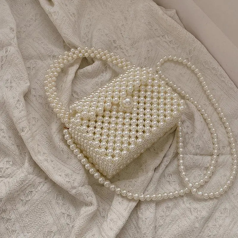 2023 Pearl Crossbody Bags Handmade Beaded Pearl Handbags Fashion Girl 