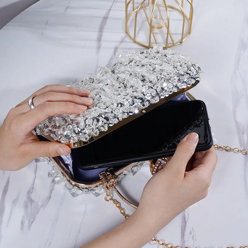 2022 New Women's Evening Bags Fashion Luxury Sequin Beaded Banquet Han