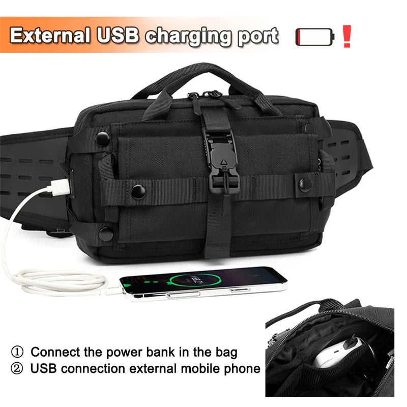 High Quality Waterproof Oxford Men's Waist Bags Multifunction Outdoor 