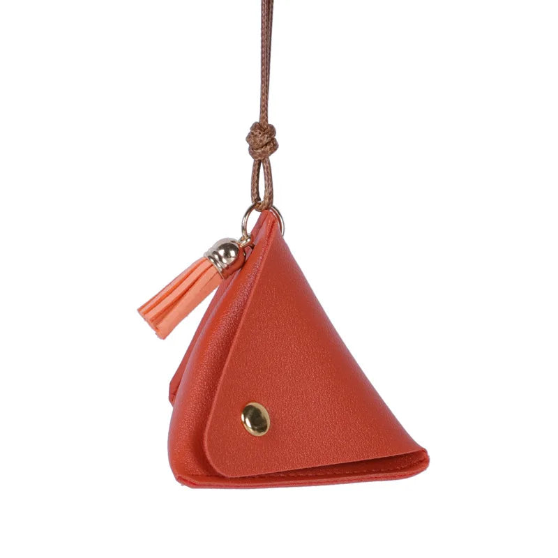 Triangular Solid Color Leather Coin Purse Coin Change Access Control C