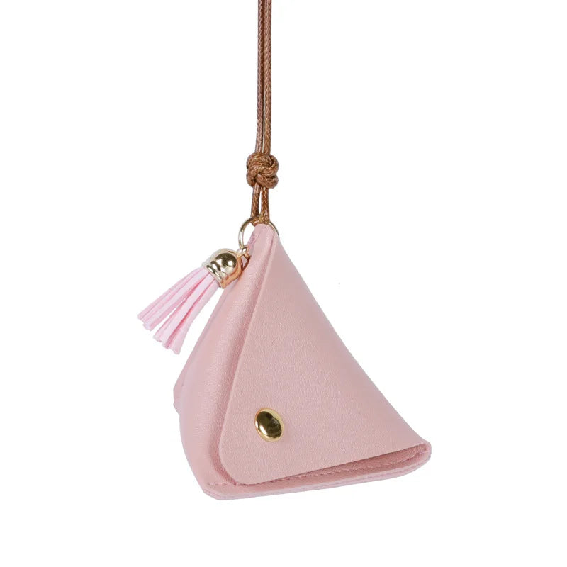 Triangular Solid Color Leather Coin Purse Coin Change Access Control C