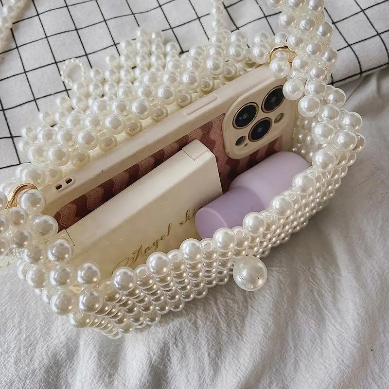 2023 Pearl Crossbody Bags Handmade Beaded Pearl Handbags Fashion Girl 