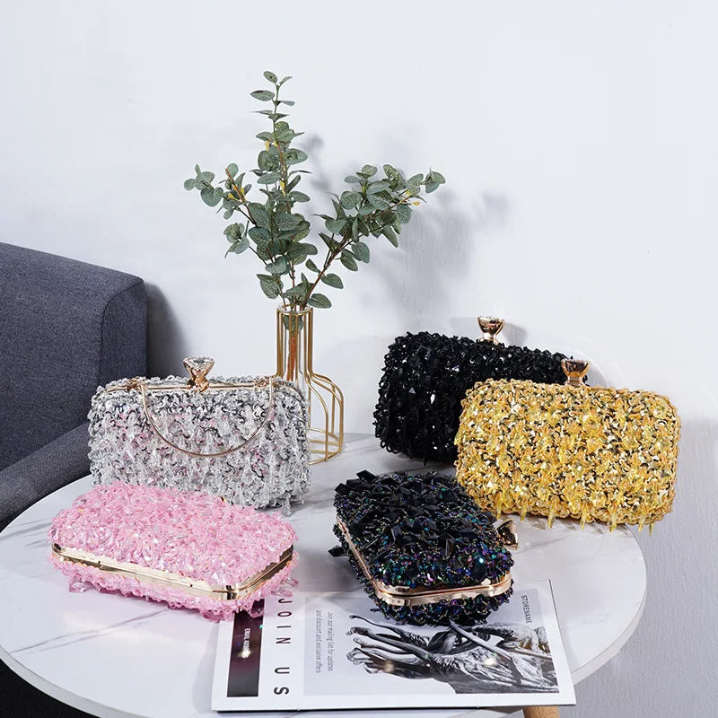 2022 New Women's Evening Bags Fashion Luxury Sequin Beaded Banquet Han