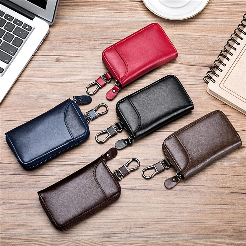 Leather Keychain Men Women Key Holder Organizer Pouch PU Case Split Ca