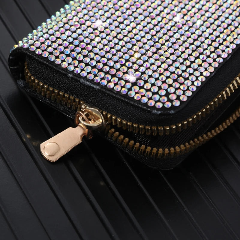 Women Card Storage Bag Stylish Coin Purse Rhinestone Small Wallet for 