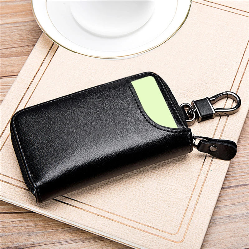 Leather Keychain Men Women Key Holder Organizer Pouch PU Case Split Ca