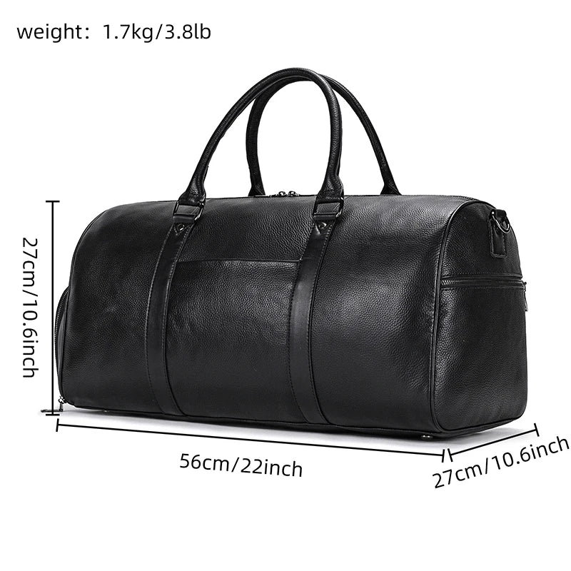 Luxury Genuine Leather Men Women Travel Bag Cow Leather Carry On Lugga