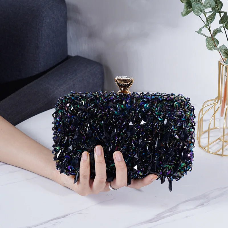 2022 New Women's Evening Bags Fashion Luxury Sequin Beaded Banquet Han