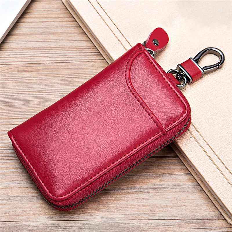 Leather Keychain Men Women Key Holder Organizer Pouch PU Case Split Ca