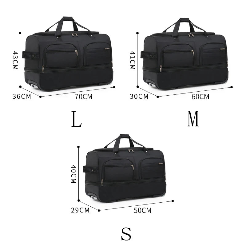 Large capacity Trolley Bags With Wheels Wheeled bag Foldable Oxford Lu