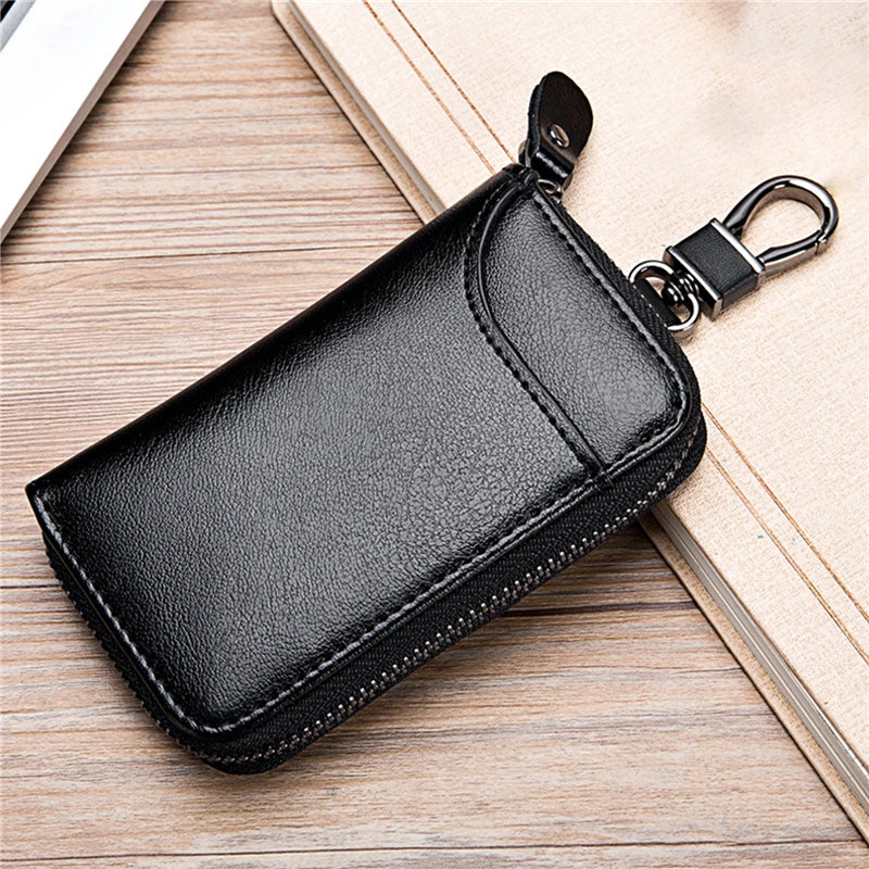 Leather Keychain Men Women Key Holder Organizer Pouch PU Case Split Ca