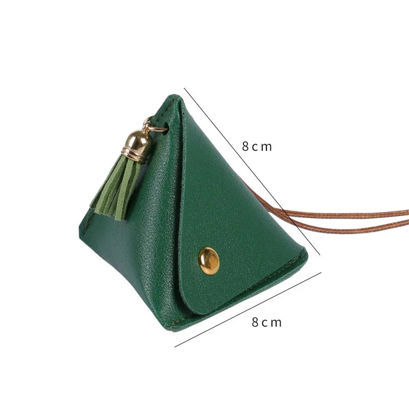 Triangular Solid Color Leather Coin Purse Coin Change Access Control C