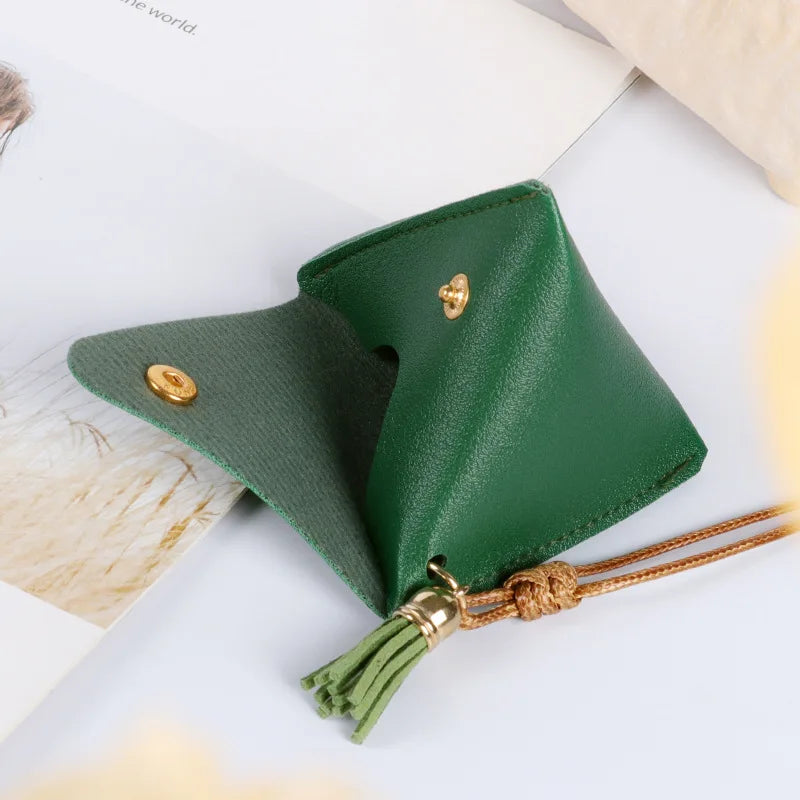 Triangular Solid Color Leather Coin Purse Coin Change Access Control C