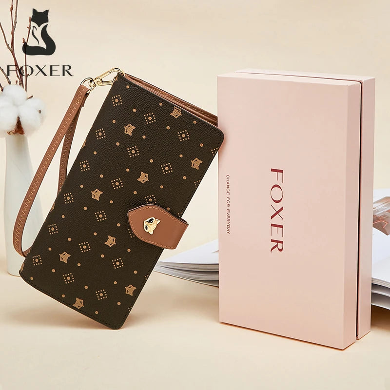 FOXER Women's Long Wallet Card Holder Stylish Money Bag Ladies Monogra