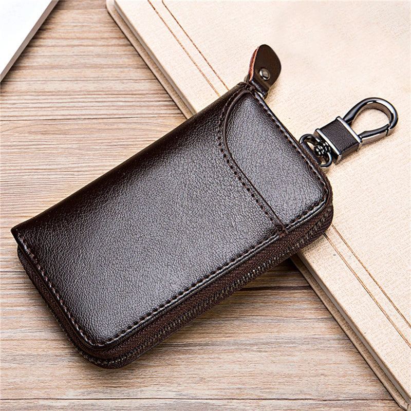 Leather Keychain Men Women Key Holder Organizer Pouch PU Case Split Ca