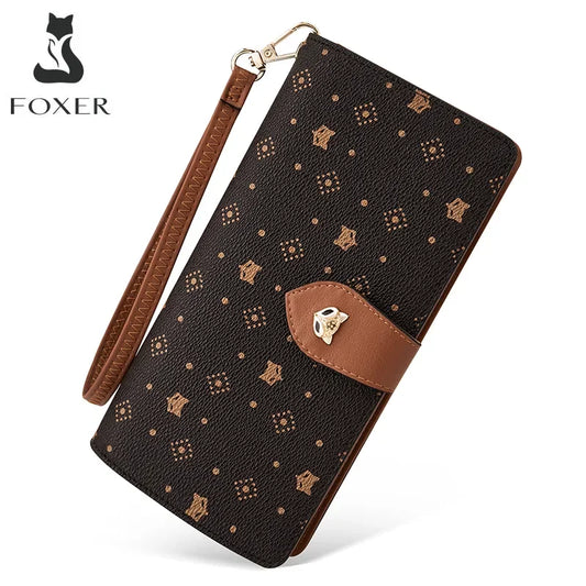 FOXER Women's Long Wallet Card Holder Stylish Money Bag Ladies Monogra