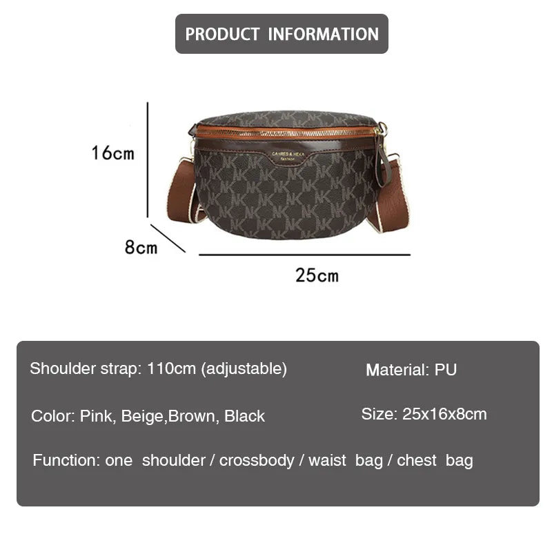 chest bag luxury pu leather waist bag shoulder crossbody chest