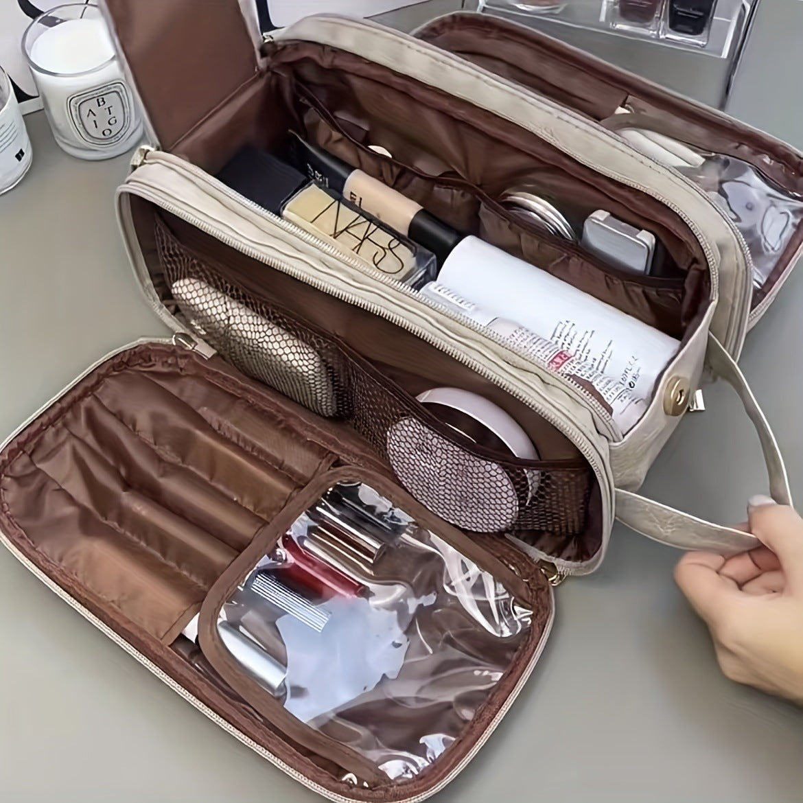 Women's Fashion Large Capacity Suitcase Cosmetic Bag