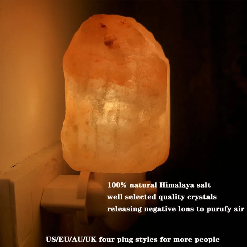 Himalayan Salt LaHimalayan Salt Lamp Natural Crystal Hand Carved Night Light Home Decormp Natural Crystal Hand Carved Night Light Home Decor Air Purifying with Plug Release Negative Ions Warm White